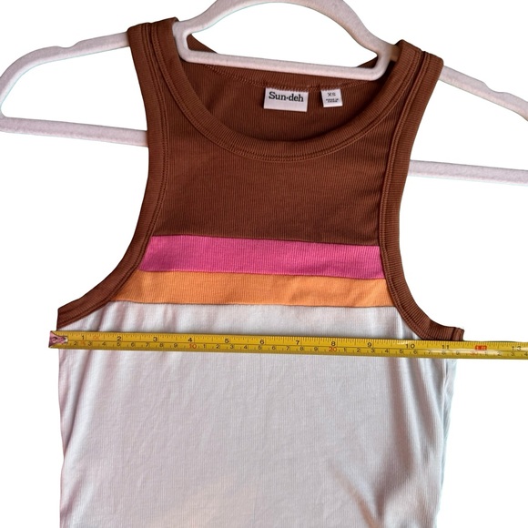 Sun-deh Ribbed Colorblock Cropped Tank Top Size XS Minimalist Neutral Y2K - Picture 7 of 11